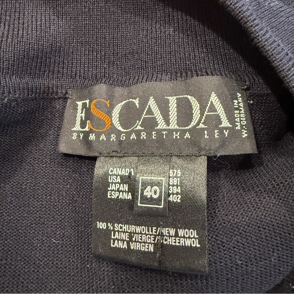 Escada by Margaretha Ley Wool Embroidered Floral Collared Sweater - Picture 8 of 8
